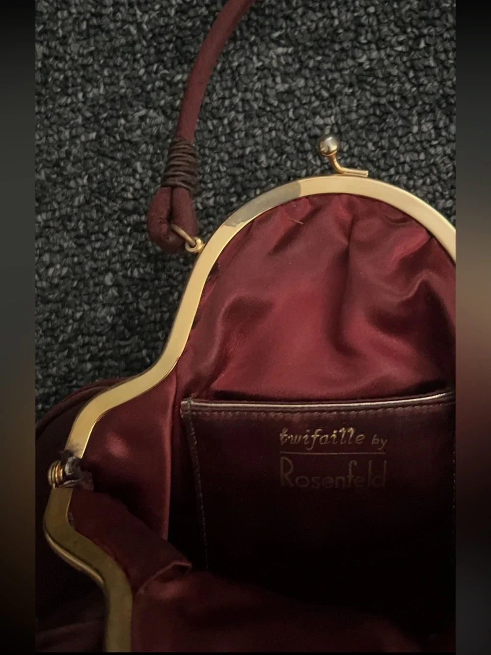 Vintage Rosenfeld Kiss-Lock Top-Handle Evening Bag Dark Cherry